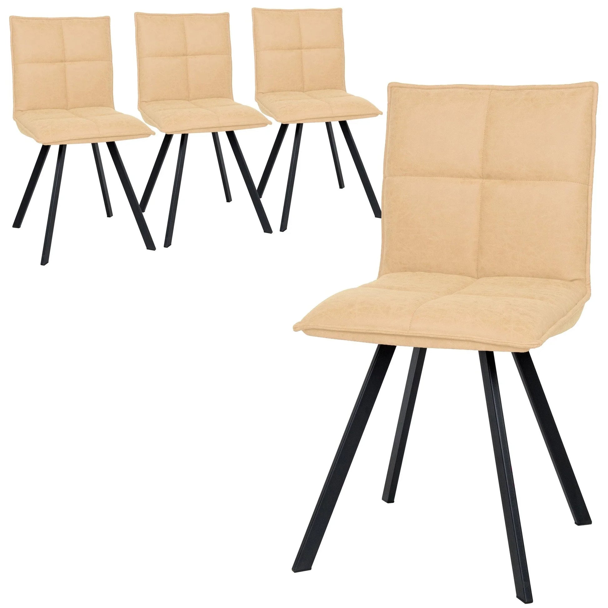 Wesley Modern Leather Dining Chair With Metal Legs Set of 4 - Elax Furniture