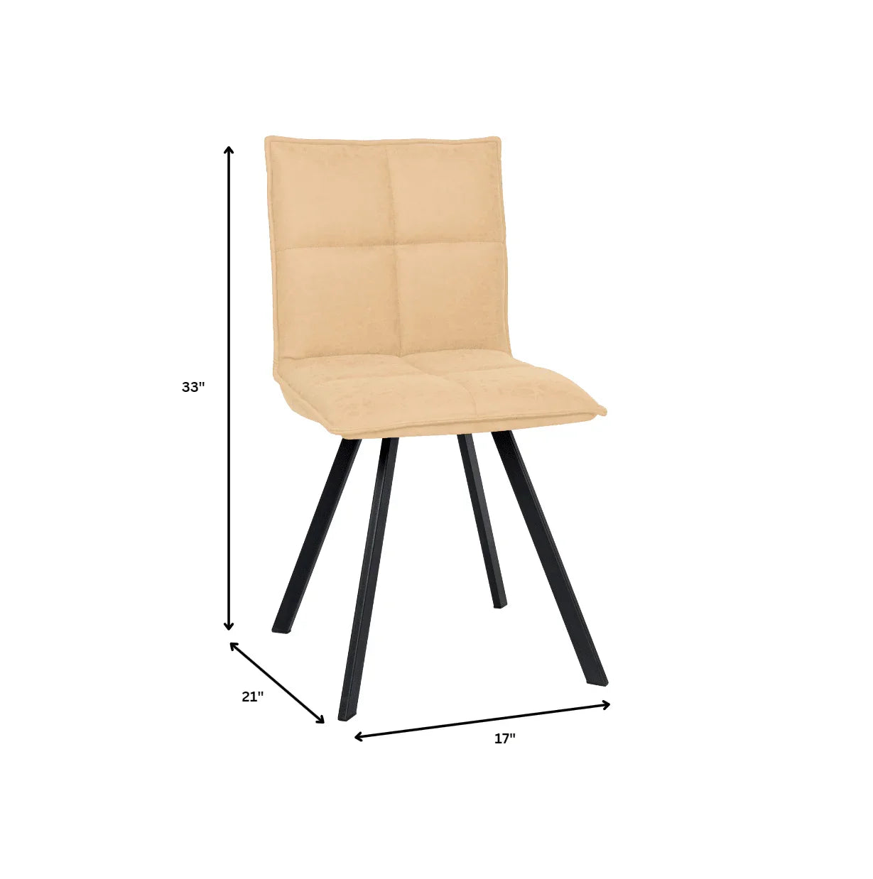 Wesley Modern Leather Dining Chair With Metal Legs Set of 4 - Elax Furniture