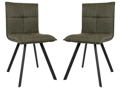 Wesley Modern Leather Dining Chair With Metal Legs Set of 2 - Elax Furniture