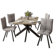 Ravenna 5-Piece Dining Set 63" Rectangular Dining Table with Natural Wood MDF Top and 4 Leather Side Chairs - Elax Furniture