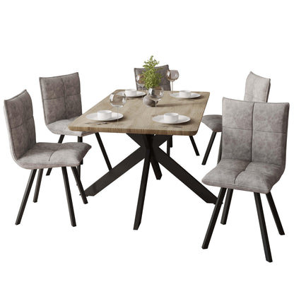 Ravenna 5-Piece Dining Set 63" Rectangular Dining Table with Natural Wood MDF Top and 4 Leather Side Chairs - Elax Furniture
