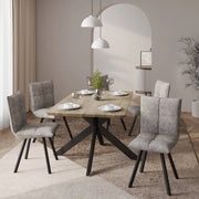 Ravenna 5-Piece Dining Set 63" Rectangular Dining Table with Natural Wood MDF Top and 4 Leather Side Chairs - Elax Furniture