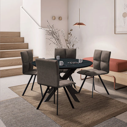 Wesley Leather Dining Chair With Iron Legs - Elax Furniture