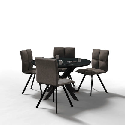 Wesley Leather Dining Chair With Iron Legs - Elax Furniture