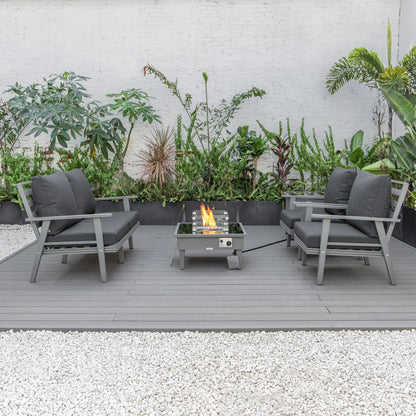 Walbrooke Aluminum Patio Conversation With Fire Pit Table & Tank Holder - Elax Furniture