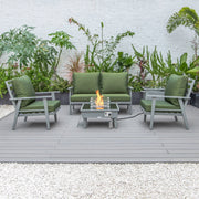 Walbrooke Aluminum Patio Conversation With Fire Pit Table & Tank Holder - Elax Furniture
