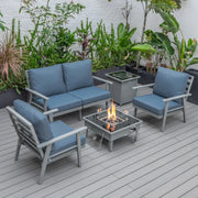 Walbrooke Aluminum Patio Conversation With Fire Pit Table & Tank Holder - Elax Furniture