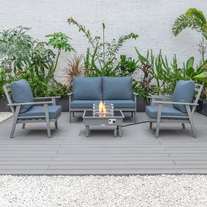 Walbrooke Aluminum Patio Conversation With Fire Pit Table & Tank Holder - Elax Furniture