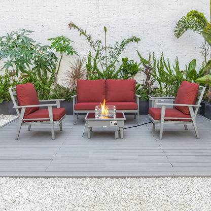 Walbrooke Aluminum Patio Conversation With Fire Pit Table & Tank Holder - Elax Furniture
