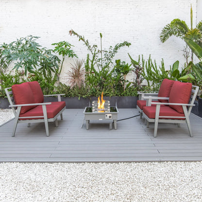 Walbrooke Aluminum Patio Conversation With Fire Pit Table & Tank Holder - Elax Furniture