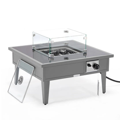 Walbrooke Modern Outdoor Square Fire Pit Table with Powder-Coated Aliuminum Frame - Elax Furniture
