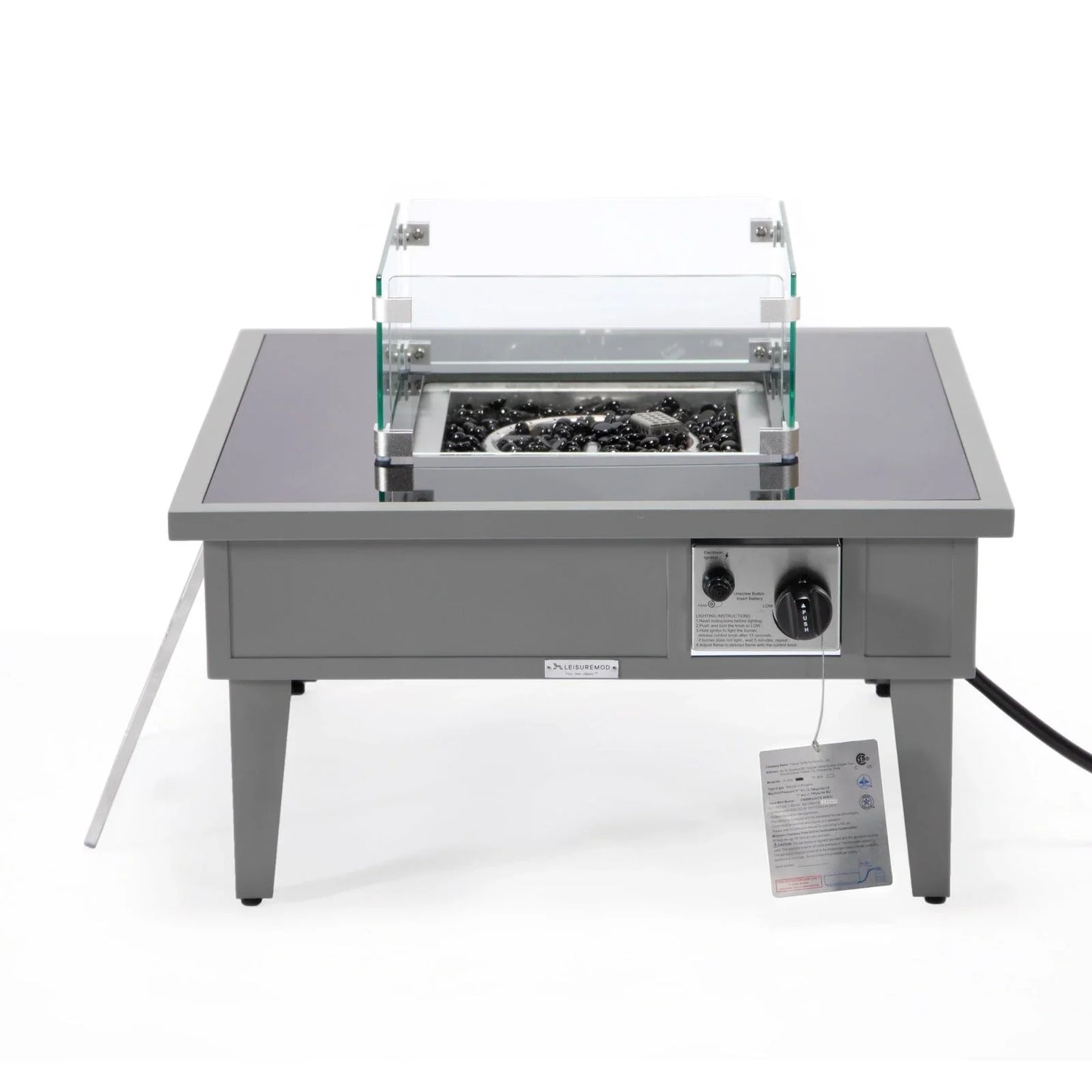 Walbrooke Modern Outdoor Square Fire Pit Table with Powder-Coated Aliuminum Frame - Elax Furniture