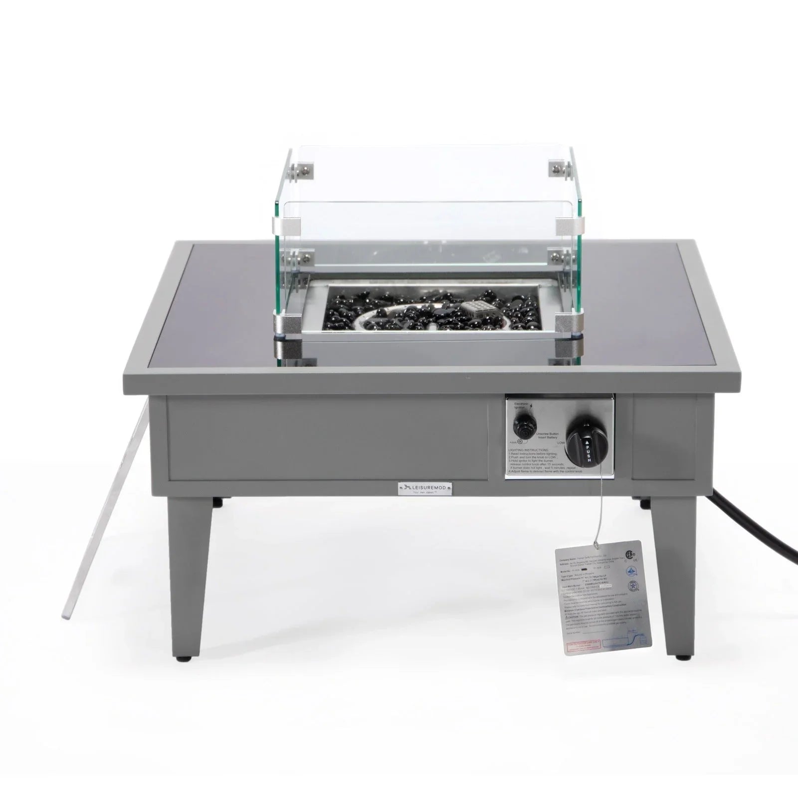 Walbrooke Modern Outdoor Square Fire Pit Table with Powder-Coated Aliuminum Frame - Elax Furniture