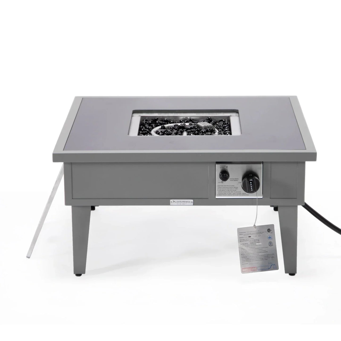 Walbrooke Modern Outdoor Square Fire Pit Table with Powder-Coated Aliuminum Frame - Elax Furniture