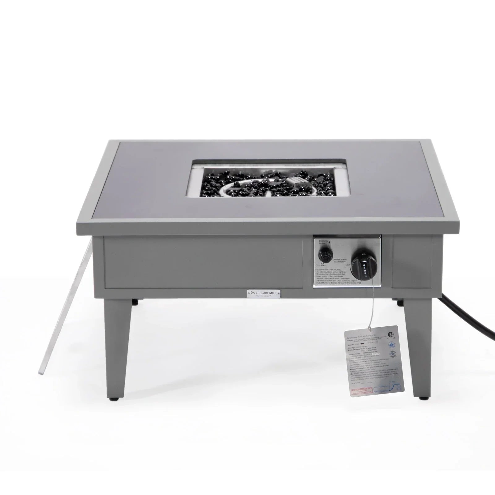 Walbrooke Modern Outdoor Square Fire Pit Table with Powder-Coated Aliuminum Frame - Elax Furniture