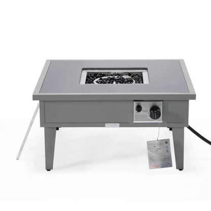Walbrooke Modern Outdoor Square Fire Pit Table with Powder-Coated Aliuminum Frame - Elax Furniture