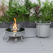 Walbrooke Aluminum Patio Conversation With Fire Pit Table & Tank Holder - Elax Furniture