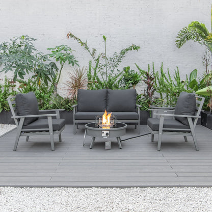 Walbrooke Aluminum Patio Conversation With Fire Pit Table & Tank Holder - Elax Furniture