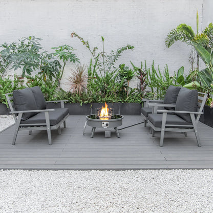Walbrooke Aluminum Patio Conversation With Fire Pit Table & Tank Holder - Elax Furniture