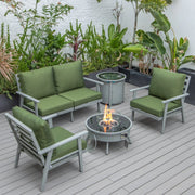 Walbrooke Aluminum Patio Conversation With Fire Pit Table & Tank Holder - Elax Furniture