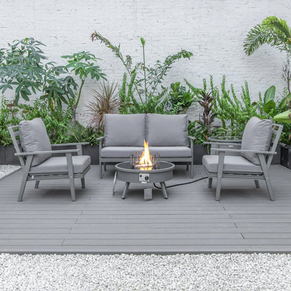 Walbrooke Aluminum Patio Conversation With Fire Pit Table & Tank Holder - Elax Furniture