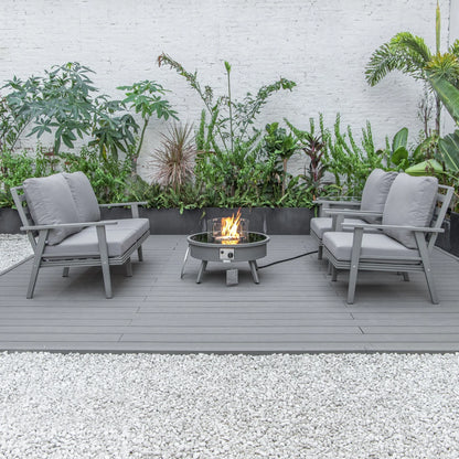 Walbrooke Aluminum Patio Conversation With Fire Pit Table & Tank Holder - Elax Furniture