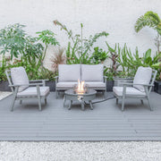 Walbrooke Aluminum Patio Conversation With Fire Pit Table & Tank Holder - Elax Furniture