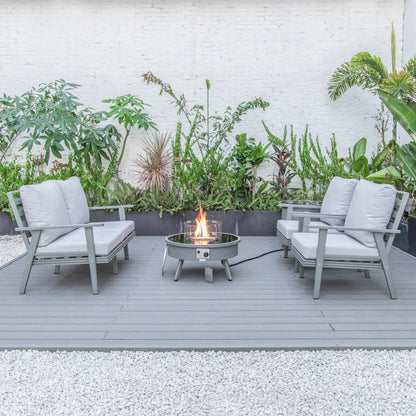 Walbrooke Aluminum Patio Conversation With Fire Pit Table & Tank Holder - Elax Furniture