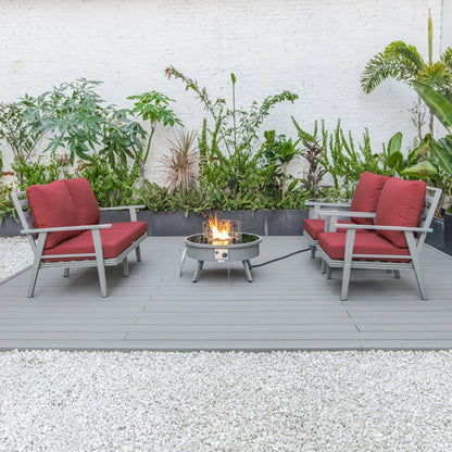 Walbrooke Aluminum Patio Conversation With Fire Pit Table & Tank Holder - Elax Furniture