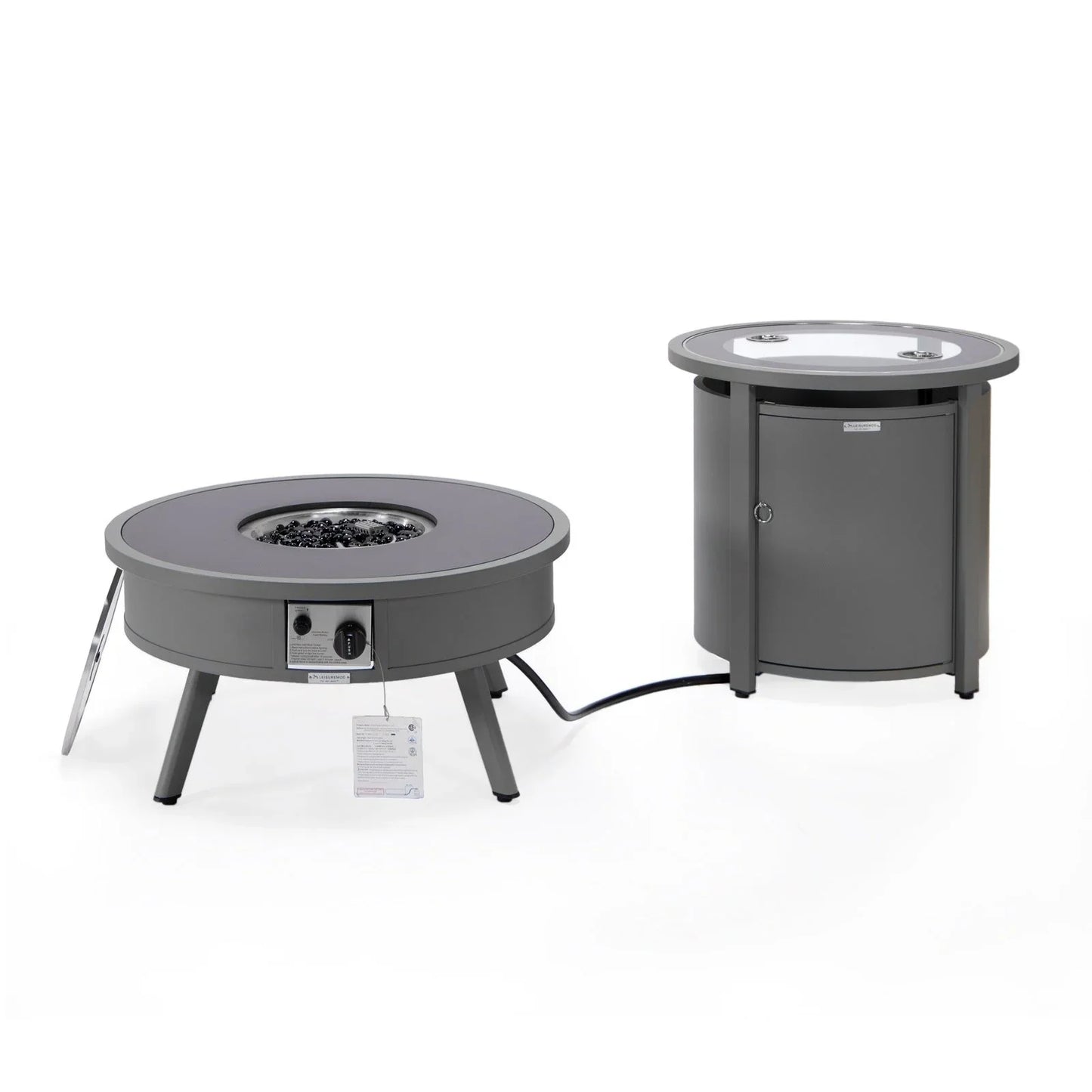 Walbrooke Outdoor Patio Round Fire Pit and Tank Holder - Elax Furniture