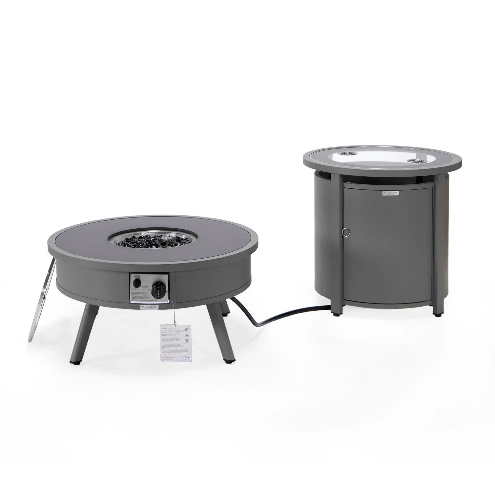 Walbrooke Outdoor Patio Round Fire Pit and Tank Holder - Elax Furniture