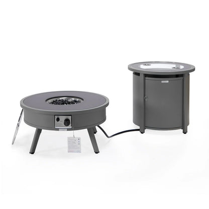 Walbrooke Outdoor Patio Round Fire Pit and Tank Holder - Elax Furniture
