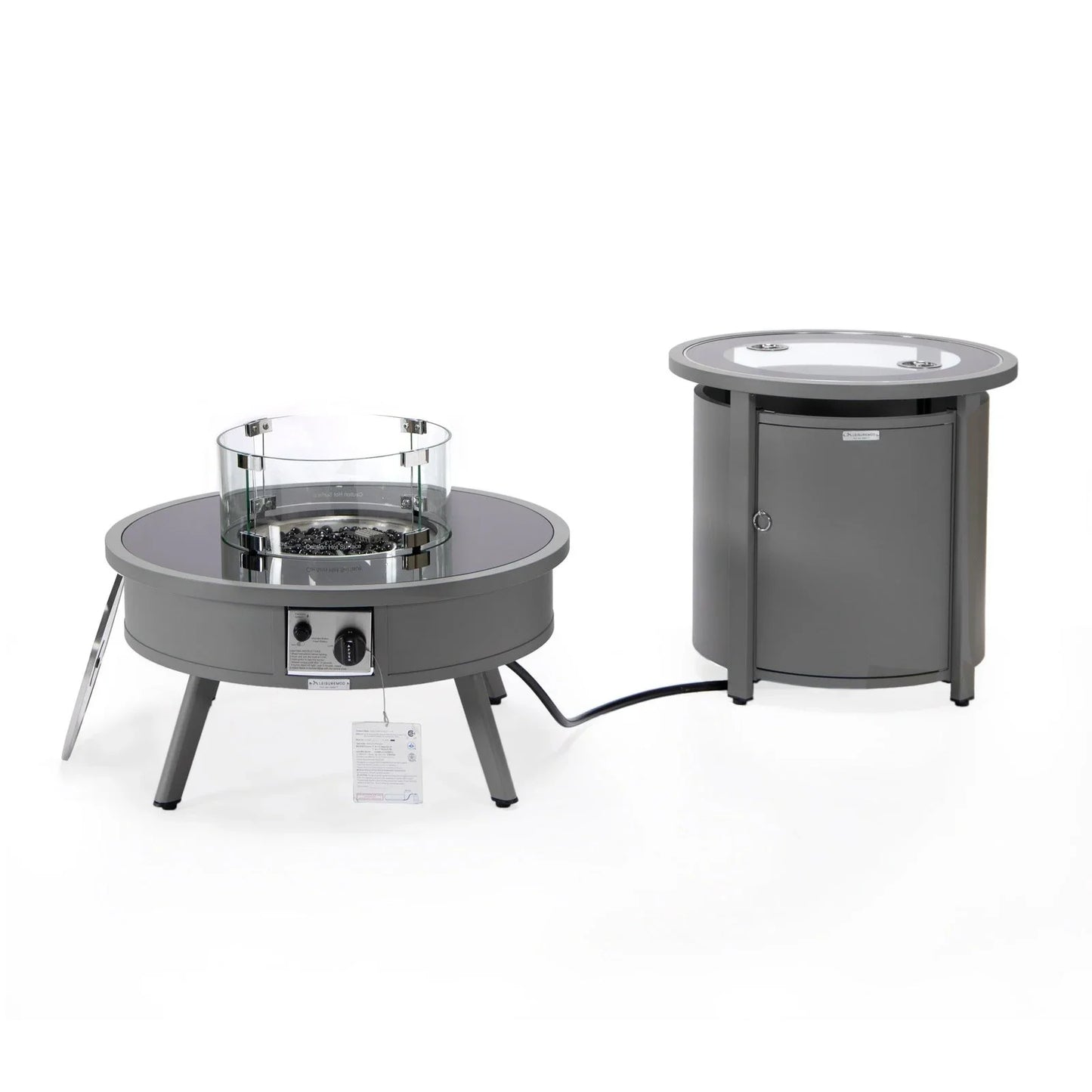 Walbrooke Outdoor Patio Round Fire Pit and Tank Holder - Elax Furniture
