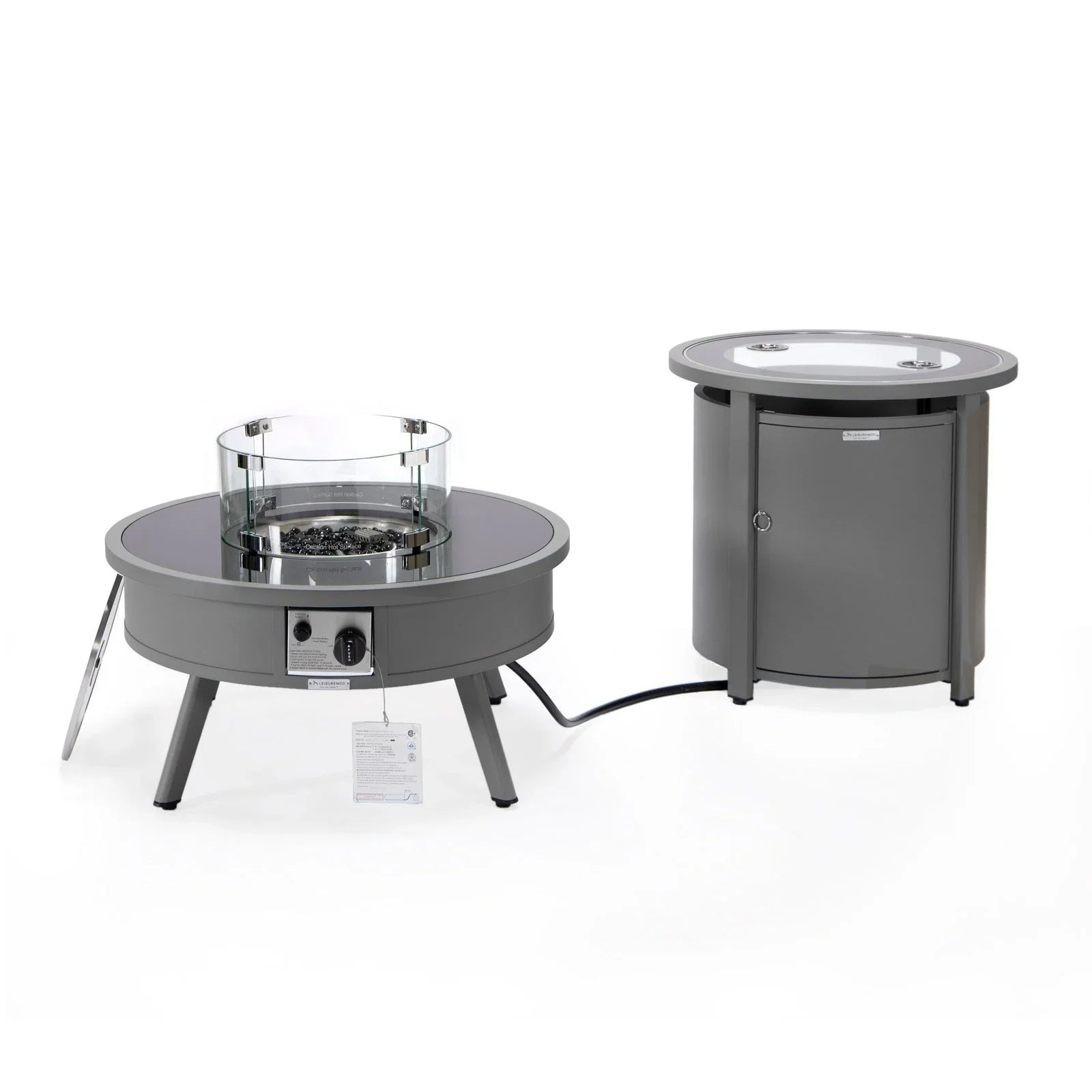 Walbrooke Outdoor Patio Round Fire Pit and Tank Holder - Elax Furniture