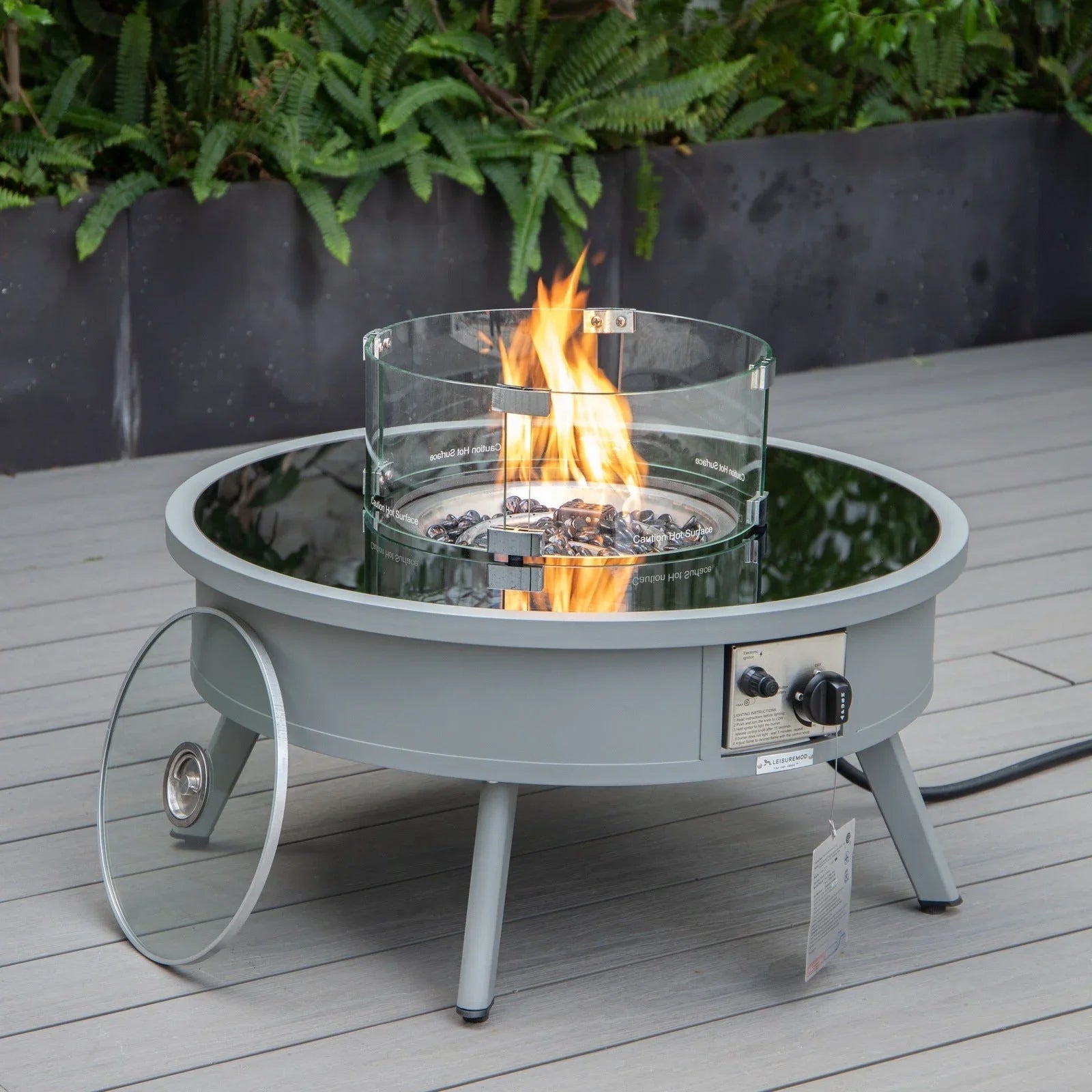 Walbrooke Outdoor Patio Round Fire Pit and Tank Holder - Elax Furniture