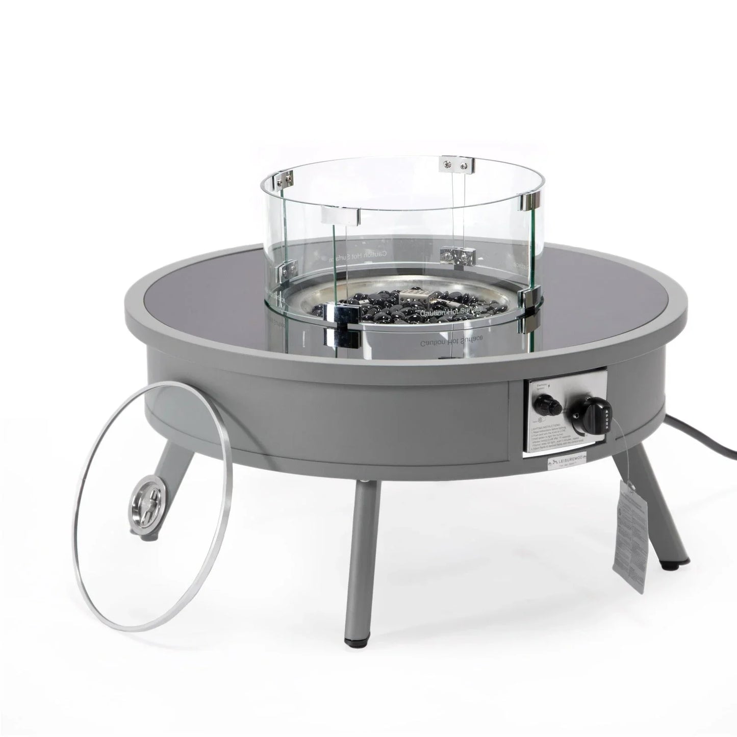 Walbrooke Modern Outdoor Round Fire Pit Table with Powder-Coated Aliuminum Frame - Elax Furniture