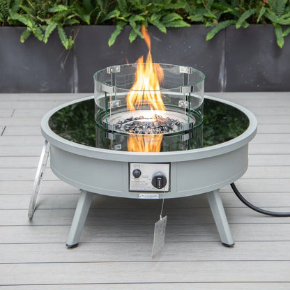 Walbrooke Modern Outdoor Round Fire Pit Table with Powder-Coated Aliuminum Frame - Elax Furniture