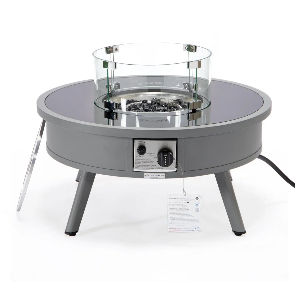 Walbrooke Modern Outdoor Round Fire Pit Table with Powder-Coated Aliuminum Frame - Elax Furniture