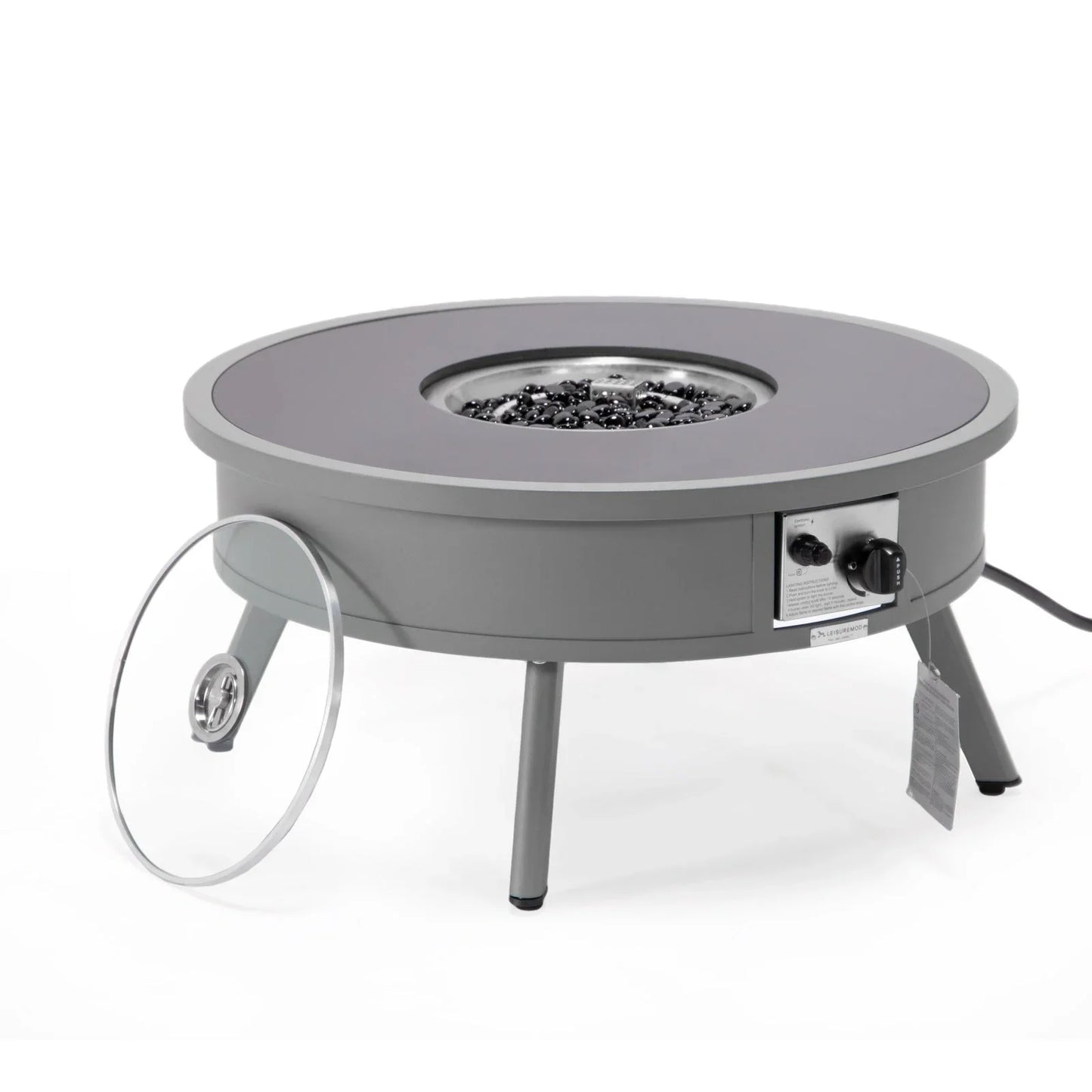 Walbrooke Modern Outdoor Round Fire Pit Table with Powder-Coated Aliuminum Frame - Elax Furniture