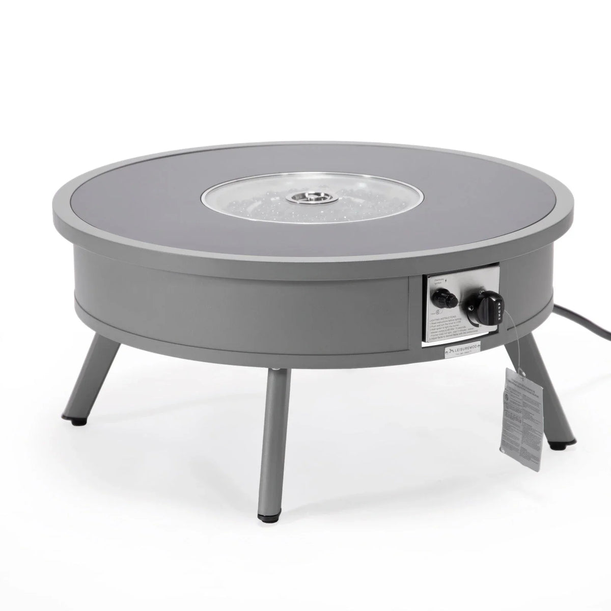 Walbrooke Modern Outdoor Round Fire Pit Table with Powder-Coated Aliuminum Frame - Elax Furniture