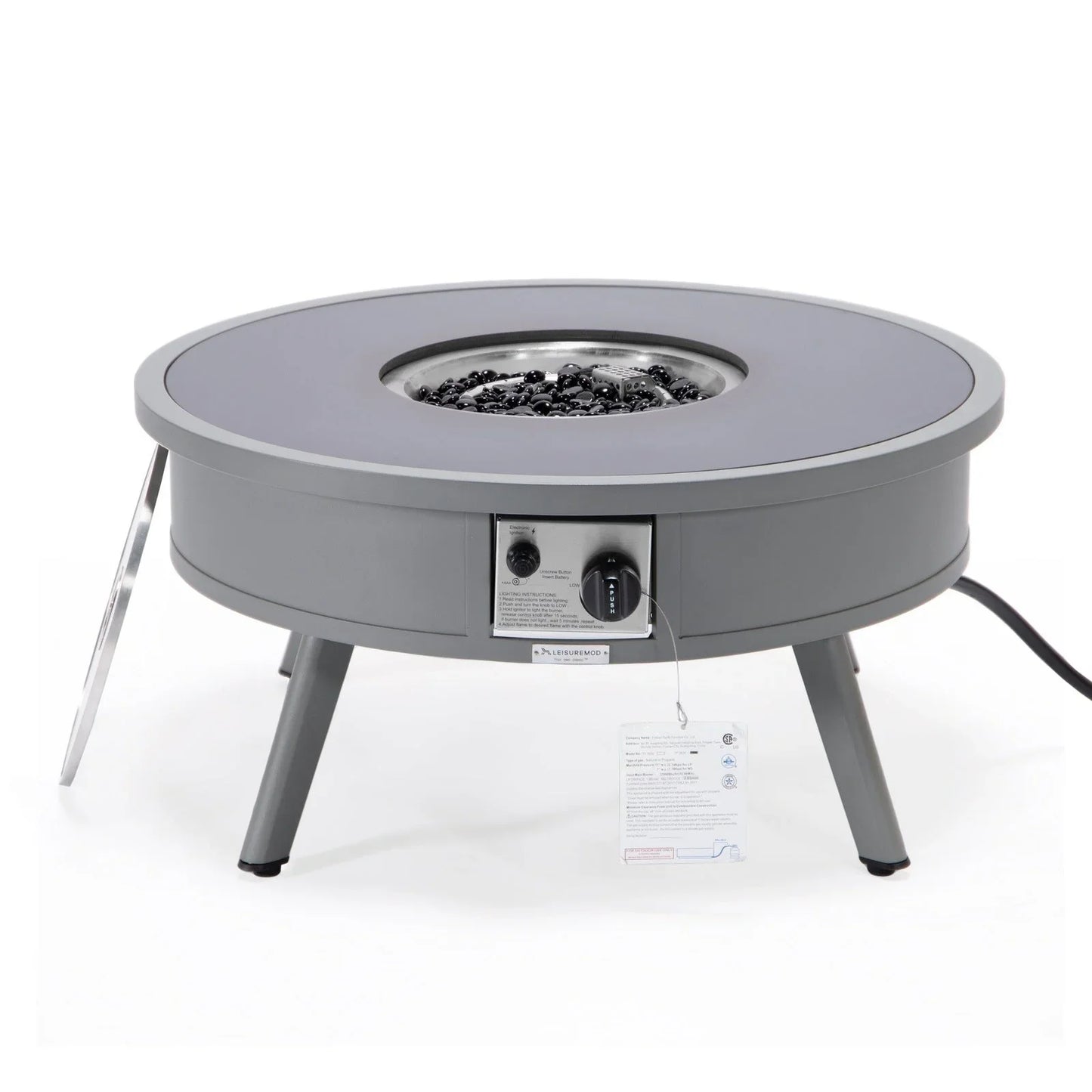 Walbrooke Modern Outdoor Round Fire Pit Table with Powder-Coated Aliuminum Frame - Elax Furniture