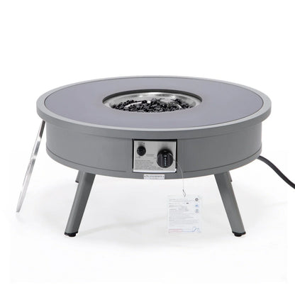 Walbrooke Modern Outdoor Round Fire Pit Table with Powder-Coated Aliuminum Frame - Elax Furniture