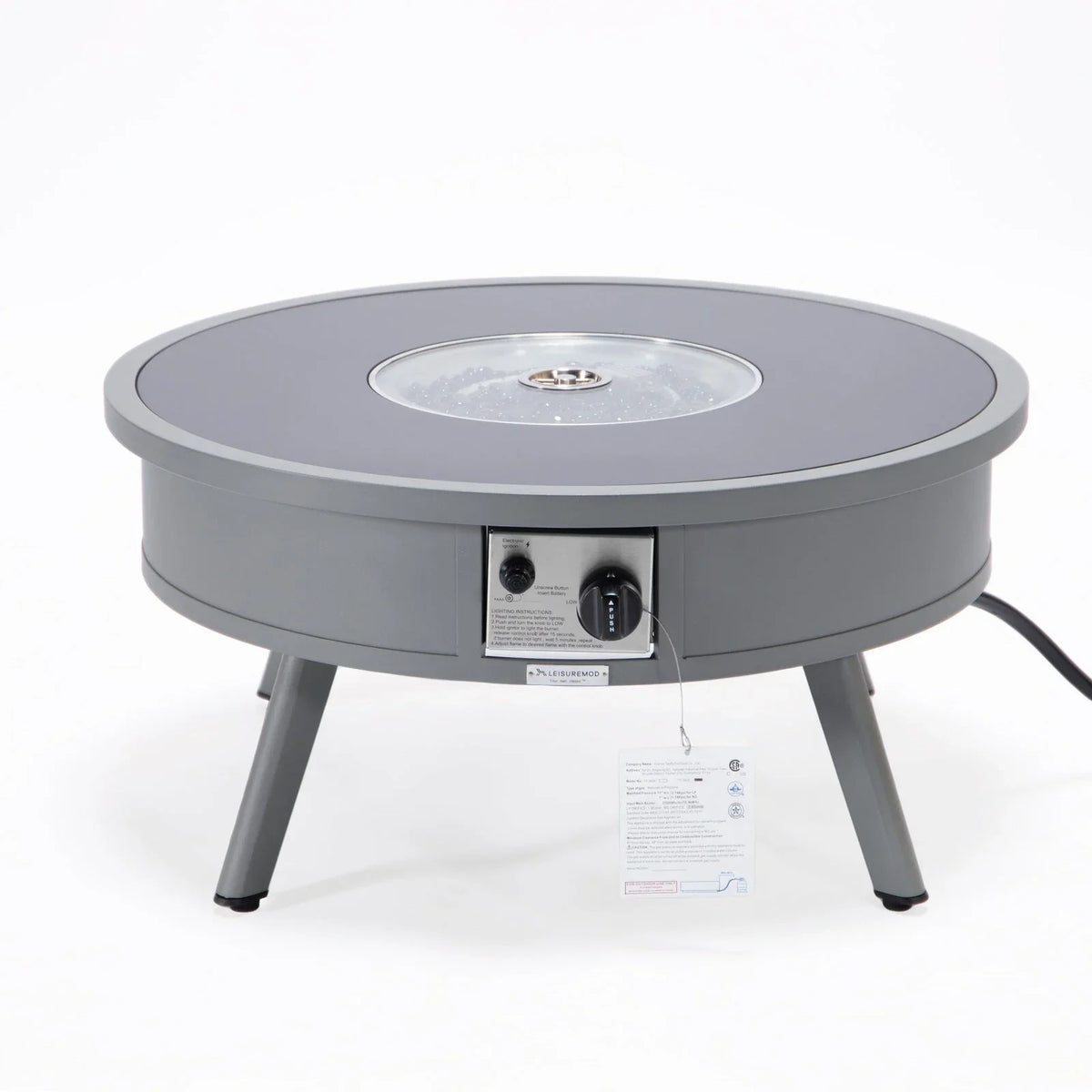 Walbrooke Modern Outdoor Round Fire Pit Table with Powder-Coated Aliuminum Frame - Elax Furniture