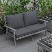 Walbrooke Modern Outdoor Patio Loveseat with Grey Aluminum Frame and Removable Cushions - Elax Furniture