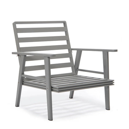 Walbrooke Modern 3-Piece Outdoor Patio Set with Grey Aluminum Frame and Removable Cushions Loveseat and Set of 2 Armchairs - Elax Furniture