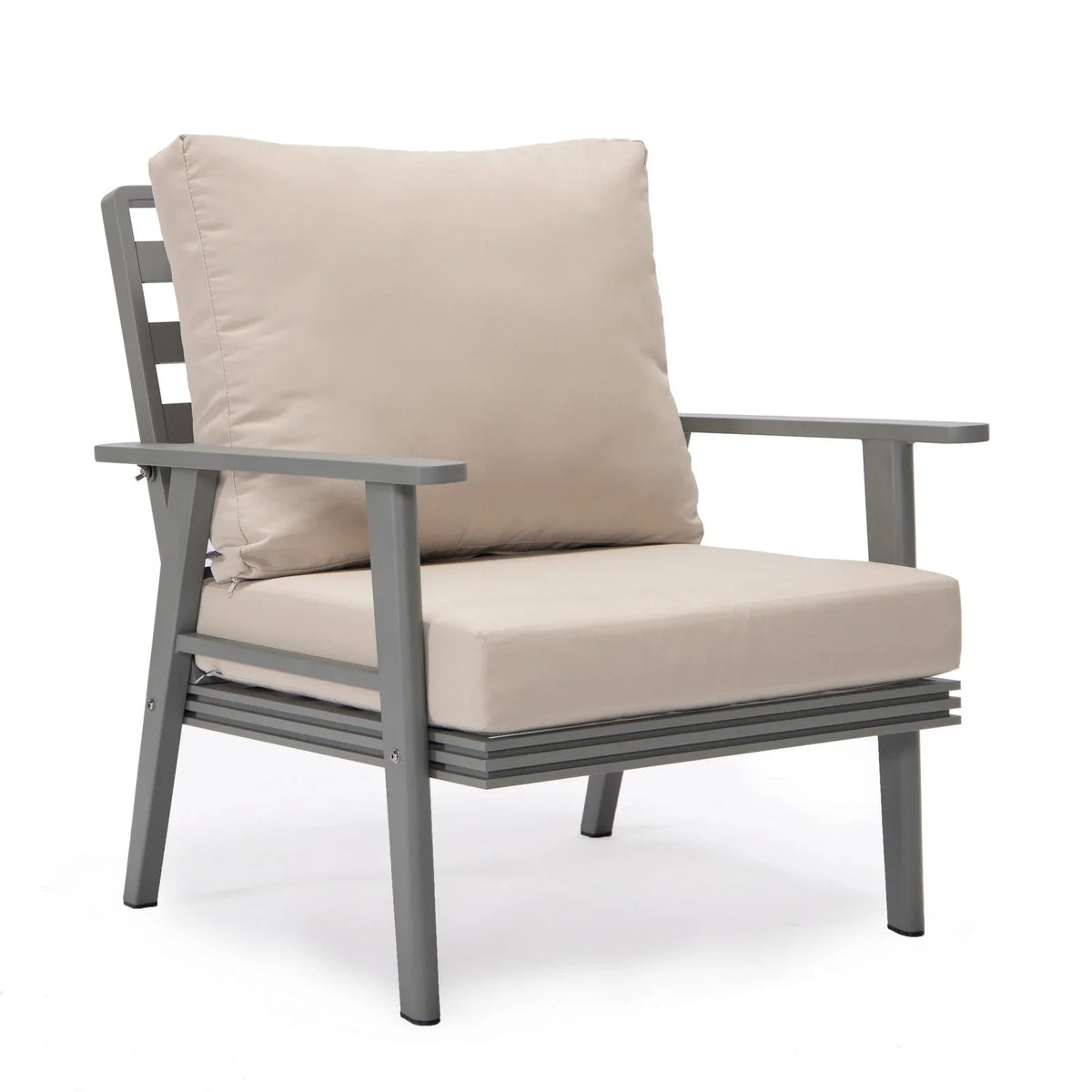 Walbrooke Modern 3-Piece Outdoor Patio Set with Grey Aluminum Frame and Removable Cushions Loveseat and Set of 2 Armchairs - Elax Furniture