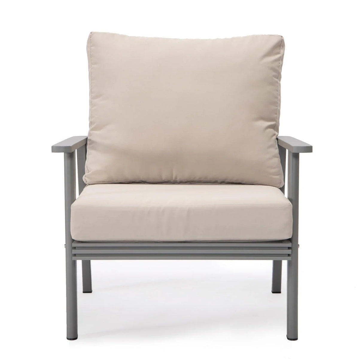 Walbrooke Modern 3-Piece Outdoor Patio Set with Grey Aluminum Frame and Removable Cushions Loveseat and Set of 2 Armchairs - Elax Furniture