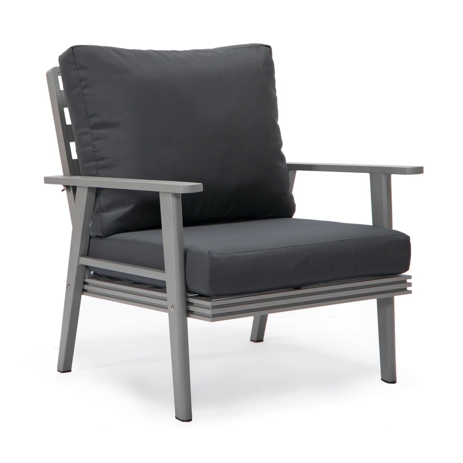 Walbrooke Modern 3-Piece Outdoor Patio Set with Grey Aluminum Frame and Removable Cushions Loveseat and Set of 2 Armchairs - Elax Furniture