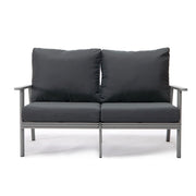 Walbrooke Modern 3-Piece Outdoor Patio Set with Grey Aluminum Frame and Removable Cushions Loveseat and Set of 2 Armchairs - Elax Furniture