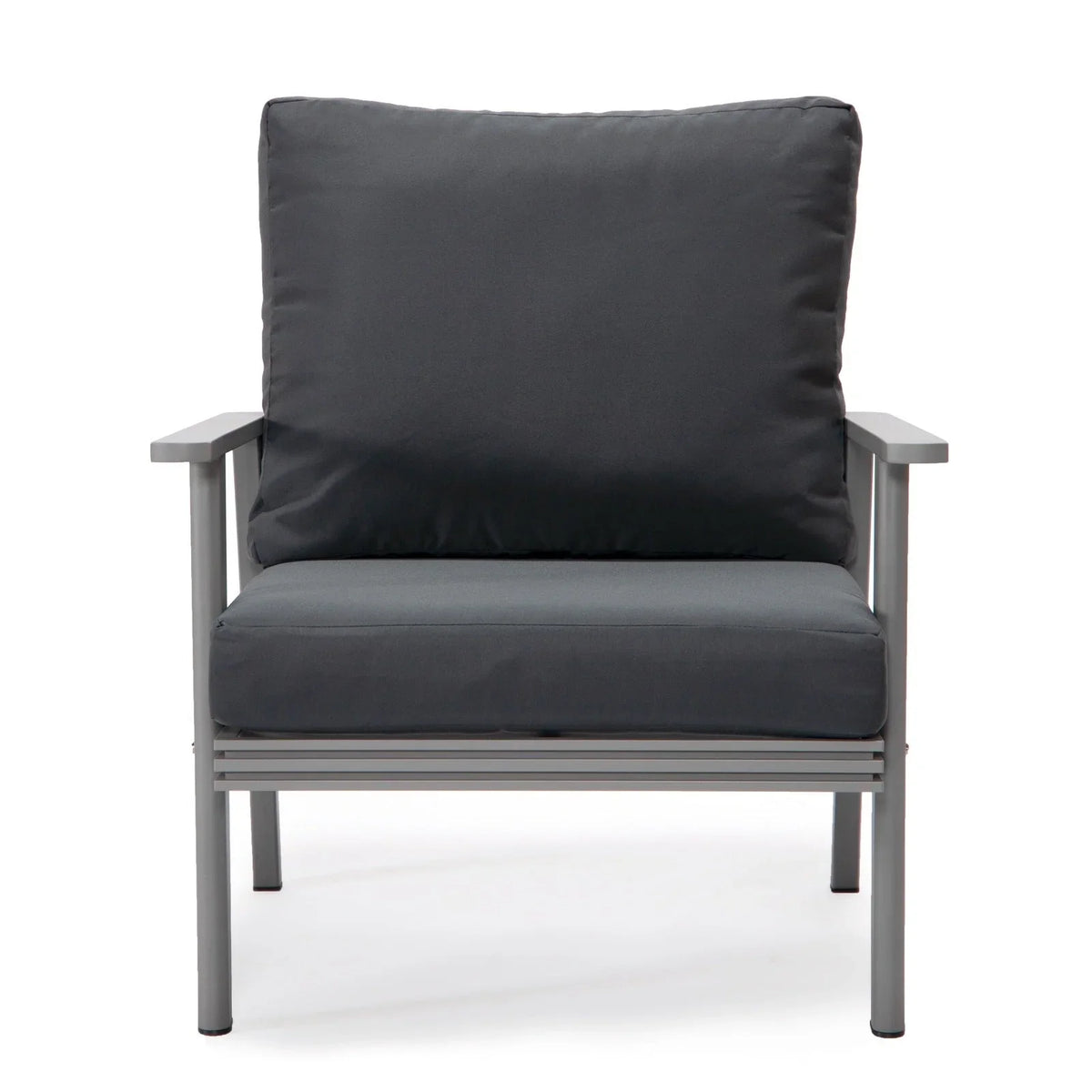 Walbrooke Modern 3-Piece Outdoor Patio Set with Grey Aluminum Frame and Removable Cushions Loveseat and Set of 2 Armchairs - Elax Furniture